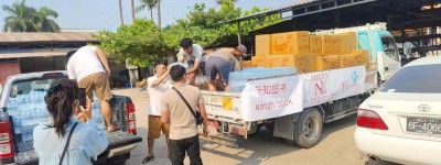 緬甸華人自購食品飲用水　分發災民賑災