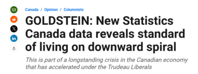 加拿大经济”跳水”至90年来最惨!生活水平恶化!加美差距创新高!