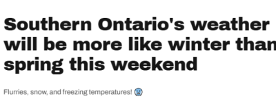 “冬季天气”强势回归! 大多伦多本周末大降温:狂风+雨雪轮番来袭！