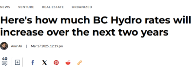 4月1日起BC电费连涨2年！但煤气账单或下降