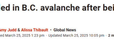 加拿大3名男子遭雪崩活埋！滑雪公司老板、北面员工不幸丧命