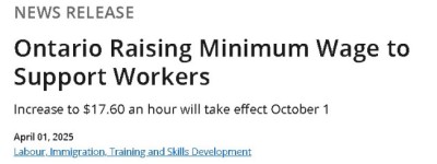 安省最低工资将上调至17.60元！这些行业受惠！