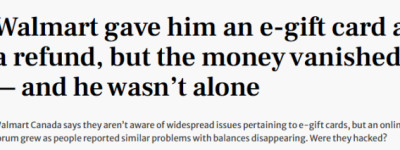 上百人中招! 多伦多华人怒曝: 沃尔玛给的$200礼品卡被离奇清零!