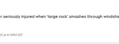 离谱！飞来巨石砸爆挡风玻璃，准妈妈险当场丧命！