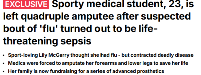 23岁女大学生因”流感症状”紧急送医：经历2次心脏骤停 四肢被截