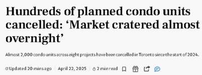 开发商大撤退！多伦多周边近6000套公寓停工，复苏要等2030年！