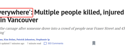 加拿大街头SUV冲撞人群”尸体遍地”!疯狂尖叫逃命!30岁亚裔被捕!