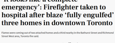 多伦多街区浓烟弥漫：大火吞噬3栋房屋！20辆消防车紧急扑救