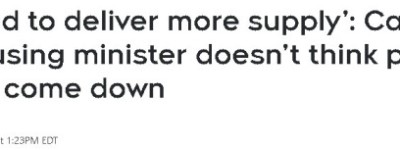 加拿大新任住房部长上班第一天称：房价不应该降！