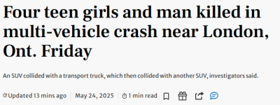 痛心！安省重大多车相撞事故酿5死惨剧：4名是青少年