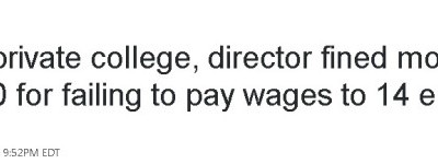 多伦多私立学院及华人校长因拖欠工资被重罚