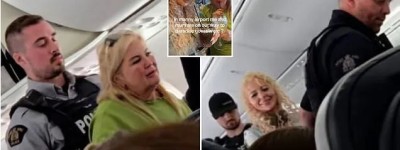 女网红和妈妈在飞机上闹事 航班急降加国