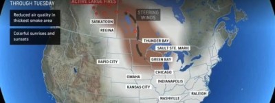 加拿大山火烟雾把美国的天都熏黑了