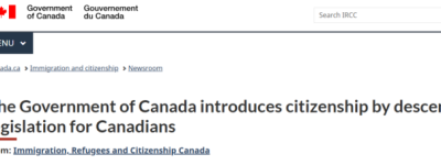 加拿大宣布”公民血统”法案! 小孩国外出生也能继承身份!