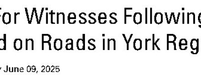 约克区多起致命车祸，93岁老人当场死亡，摩托车骑手送医不治