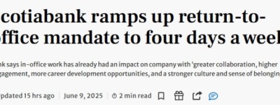 加拿大六大银行返岗潮！丰业RBC带头：9月起一周四天回办公室