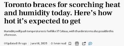 多伦多今夏首轮高温雷暴！90km强风冰雹，安省西南龙卷风警告！