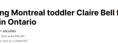 奇迹！3岁女孩失踪三天后在安省被发现 母亲被控遗弃儿童罪