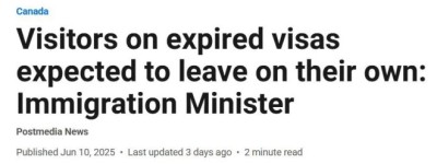 加拿大500万临时居民签证过期！新任移民部长：不遣返，自己走！