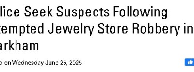 5名少年持铁锤打劫Markville珠宝店！店主死锁门挡险，上次用扫帚