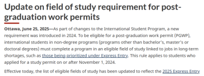 即日生效！加拿大毕业工签重大调整：新增117个专业 狂砍178个