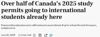加拿大留学警报! 今年新批学签数量锐减仅16万 未来3年生源恐枯竭