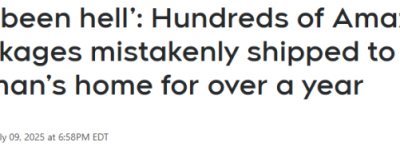 崩溃！女子家门口被数百个亚马逊包裹堵死：全是中国卖家”退货”
