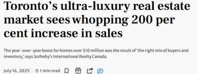 逆势狂飙！多伦多这类房产销量暴涨200%：买家全是超级富豪