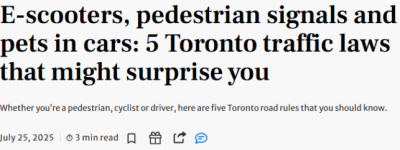 电动滑板车、行人信号灯:多伦多5条”交通冷知识”,违规最高罚$1万