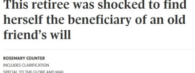 突然继承几十万！加拿大81岁奶奶收到老友的遗产！之后的事更意外