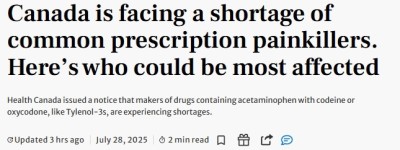 加拿大常用止痛药全国短缺！专家：这件事你必须提前做！