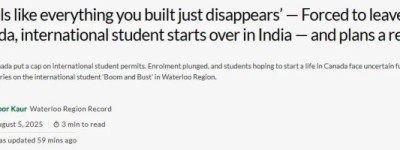 加拿大印度留学生工签到期被迫离境, 回国苦学法语誓言”杀回来”