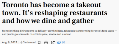 多伦多变”外卖之城”! 餐馆老板: $10汉堡仅赚$1 不搞买1送1没活路
