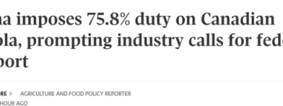 中国对加拿大油菜籽征税75.8%，40亿出口市场告急！