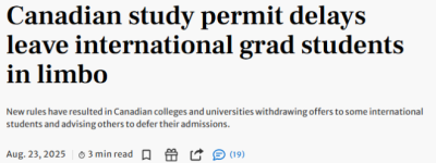 加拿大学签混乱殃及”好学生”! 中国留学生崩溃: 恐白白浪费一年