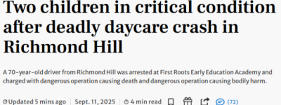 大多伦多托儿所惨剧2名伤童仍危急! 涉事印度司机露面