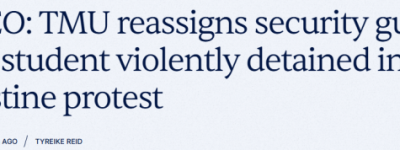 多伦多女大学生在校抗议遭暴力拘捕, 痛苦呼喊”我快喘不过气了”