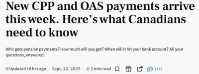 提醒！新一期CPP和OAS本周发放，最高可领$1433！