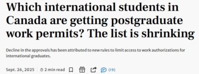 最新数据！加拿大这类签证骤减：印度毕业生4万份，中国仅4千多