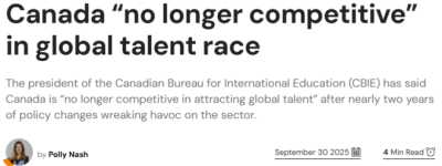 加拿大留学生暴跌71%! 35个校区关门、863门课被砍、万人失业
