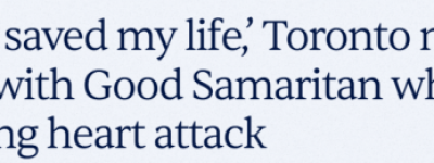 多伦多男子健身后突发心脏病: 遇到”好心人”, 捡回一条命!