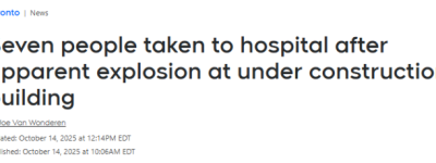 Hwy401/Leslie华人区高楼天然气爆炸起火, 7人紧急送医