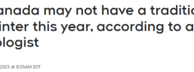 气候专家: 加拿大今年不是寒冬! 不会出现”拉尼娜”!