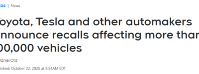 加拿大爆发大规模召回! 10万辆汽车出事, 涉及特斯拉和奔驰电车!