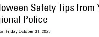司机和家长注意！约克区警局发布万圣节讨糖安全提示