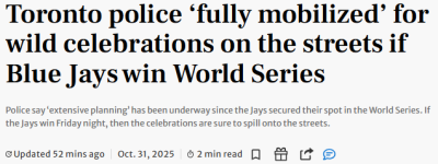 全城沸腾! 今夜多伦多”万人蓝海”淹没街头、餐馆、酒吧