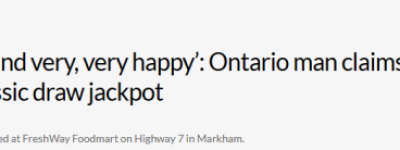 天降横财! 华人男子在万锦超市买菜时喜中6/49头奖: 用来还房贷!