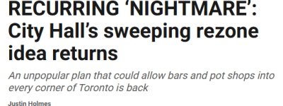多伦多政府拟重推”便民”计划: 允许酒吧、大麻店开进居民区