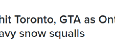 红色警报! 安省遭遇60cm暴风雪! 强风+雪飑刮向GTA, 风寒-10℃!
