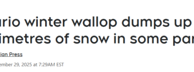 70cm暴雪+极地漩涡! 安省多地被”雪埋”! 多伦多明天急降-12℃